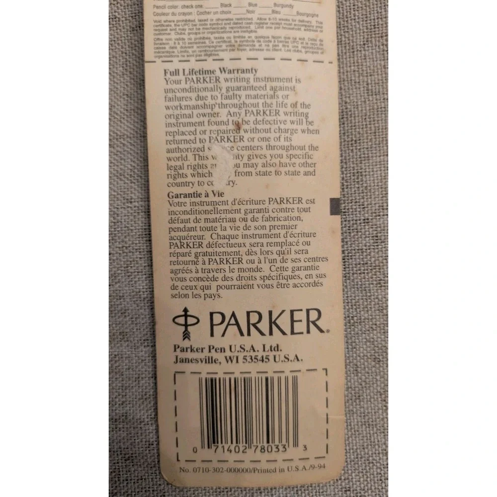 Vintage Deadstock Black 90s PARKER JOTTER BLACK INK Medium Ballpoint Pen USA NIP